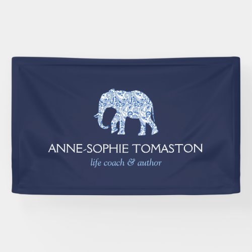 Vintage Blue Patterned Elephant Logo Banner