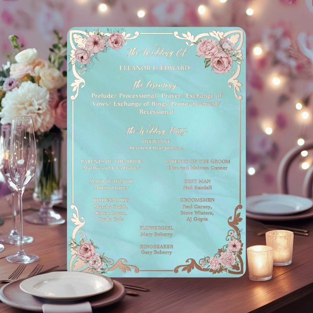 Vintage Blue Peony Foil Program Card (Creator Uploaded)