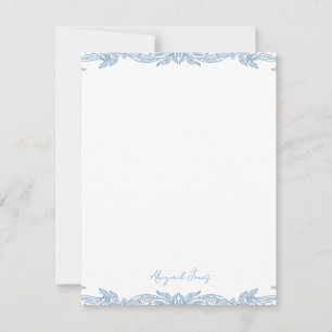 Vintage Blue Personalized Script Name Note Card