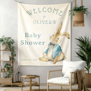Vintage Blue Peter Rabbit Baby Shower Tapestry