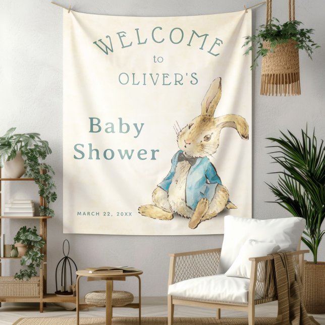 Vintage Blue Peter Rabbit Baby Shower Tapestry (Creator Uploaded)
