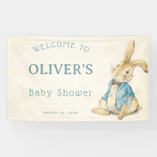 Vintage Blue Peter The Rabbit Boy Baby Shower Banner