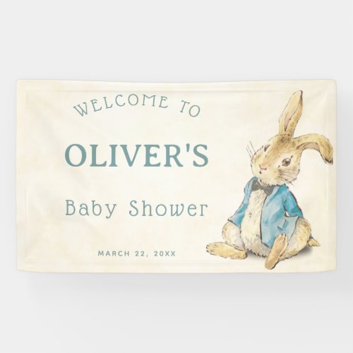 Vintage Blue Peter The Rabbit Boy Baby Shower Banner
