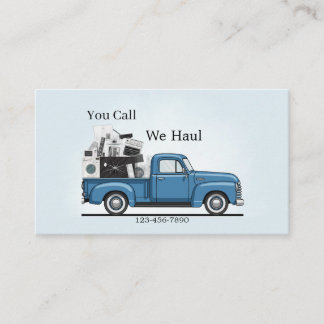 Vintage Blue Pickup Junk Removal Business Card