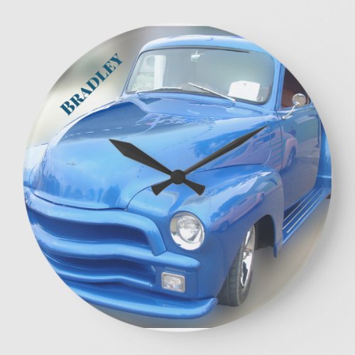 Vintage Blue Pickup Large Clock