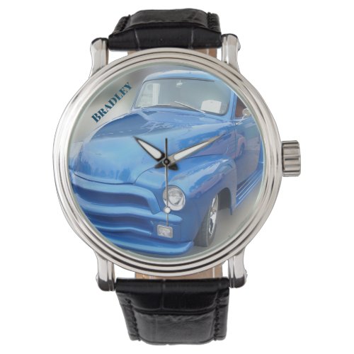 Vintage Blue Pickup Large Clock Watch