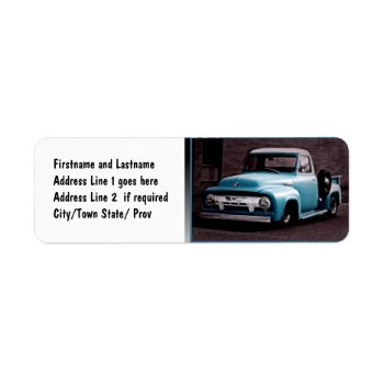 Vintage Blue Pickup Truck Label by CountryCorner at Zazzle