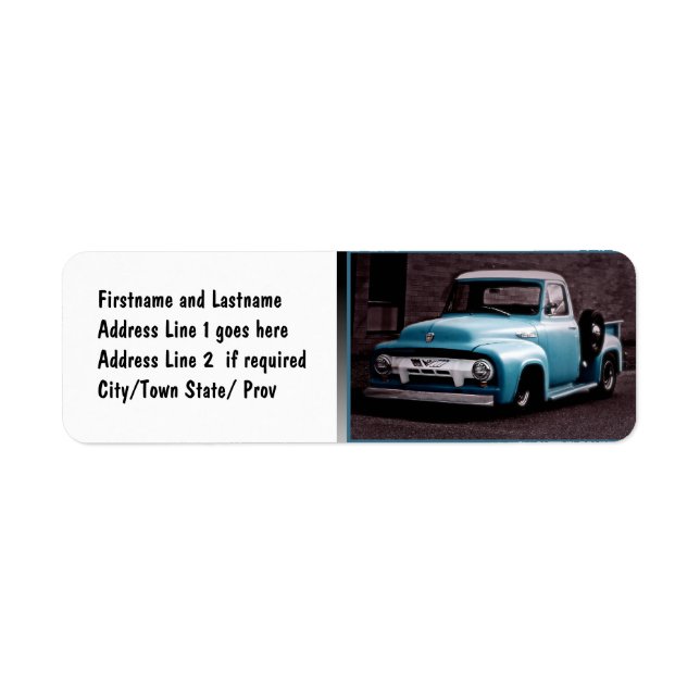Vintage Blue Pickup Truck Label (Front)