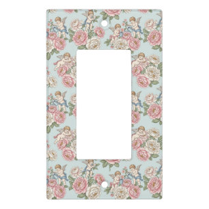 Vintage Blue & Pink Coquette Cherub Angel Rose Light Switch Cover