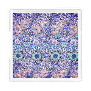 Vintage Blue pink William Morris's Corncockle Acrylic Tray