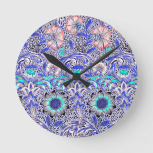 Vintage Blue pink William Morris's Corncockle Round Clock