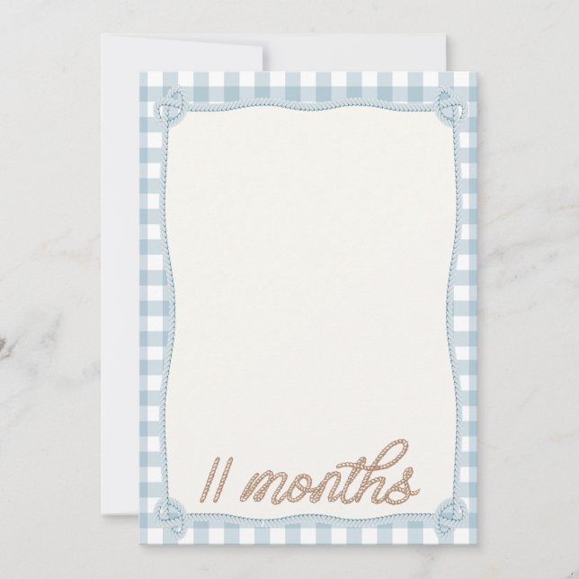 Vintage Blue Plaid Rodeo 11th Month Monthly Card (Front)