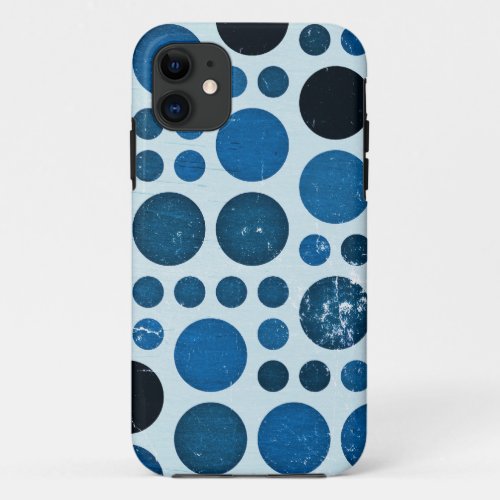 Vintage blue polka dots seamless graphic iPhone 11 case