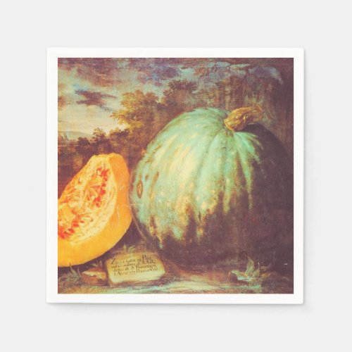 Vintage blue pumpkin heirloom fall painting napkins