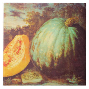 Vintage blue pumpkin heirloom fall renaissance ceramic tile