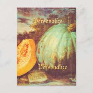 Vintage blue pumpkin heirloom fall renaissance  holiday postcard