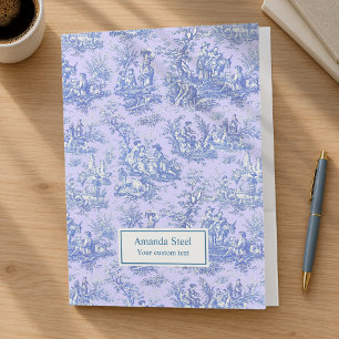 Vintage Blue Purple French Toile de Jouy Pocket Folder