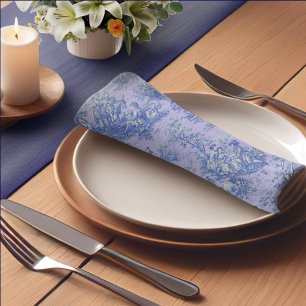 Vintage blue purple toile de jouy printed cloth napkin