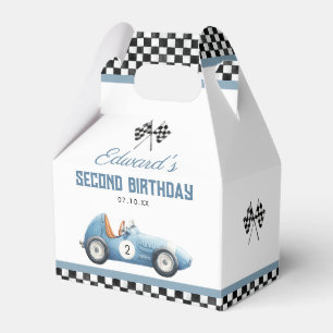 Vintage Blue Race Car Any Age Birthday Favor Boxes