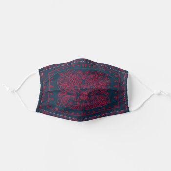 Vintage Blue Red Paisley Print Bandana Adult Cloth Face Mask by MiniBrothers at Zazzle