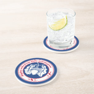 Vintage Blue Red Proverb Oak Acorn Ink Art Coaster