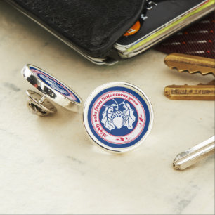 Vintage Blue Red Proverb Oak Acorn Ink Art Lapel Pin