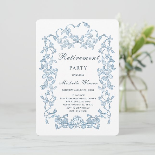 Vintage Blue Retirement Party Template (Standing Front)