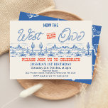 Vintage Blue Rodeo How West Was One 1st Birthday  Invitation<br><div class="desc">Vintage Blue Rodeo How West Was One 1st Birthday Invitation

Boys vintage style how the west was one 1st birthday invitation featuring a blue desert image,  and western style blue rope like text that's part of the image.</div>