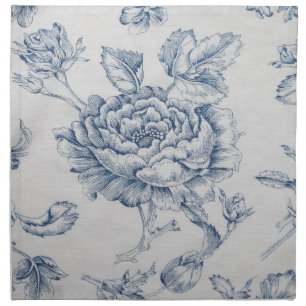 vintage blue rose dinner napkin