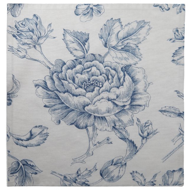 vintage blue rose dinner napkin (Front)