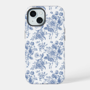 Vintage Blue Rose Floral Pattern iPhone 15 Case