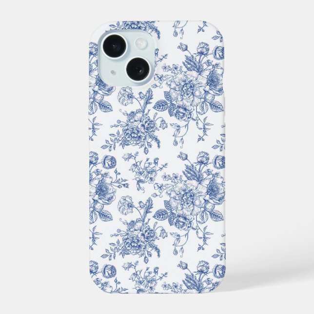 Vintage Blue Rose Floral Pattern Iphone Case (Back)