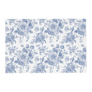 Vintage Blue Rose Floral Pattern Placemat