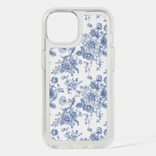 Vintage Blue Rose Floral Pattern iPhone 15 Case