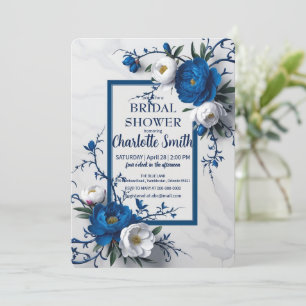 Vintage Blue Rose Flower antique bridal shower Invitation