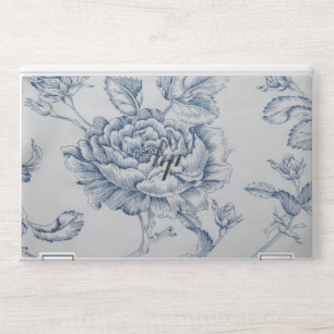 Vintage blue rose HP laptop skin
