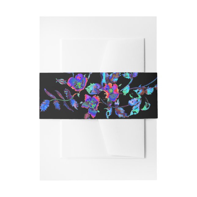 Vintage blue rose invitation belly band (Front Example)