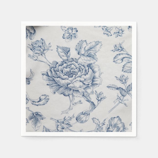 Vintage blue rose napkins (Front)