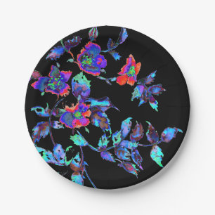 Vintage blue Rose Paper Plates