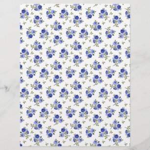 Vintage Blue Rosebud Arts & Craft Scrapbook Paper
