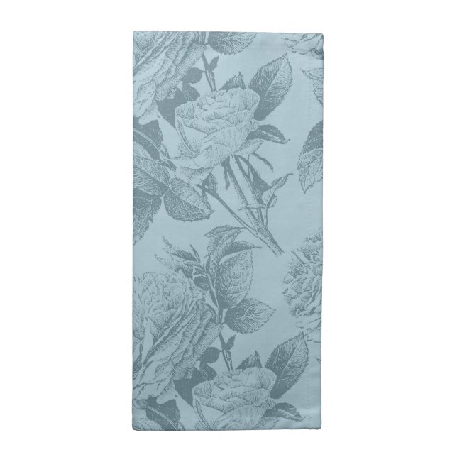 Vintage Blue Roses Cloth Napkin (Half Fold)