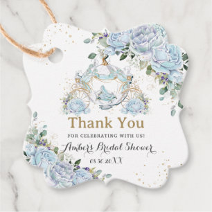 Vintage Blue Roses Princess Coach Bridal Shower  Favor Tags
