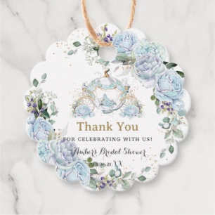 Vintage Blue Roses Princess Coach Bridal Shower Favor Tags
