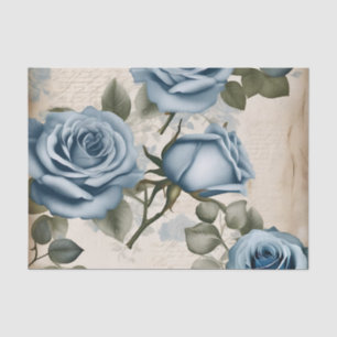 Vintage Blue Roses Shabby Tissue Paper