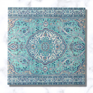 Vintage Blue Rug Pattern Ceramic Tile