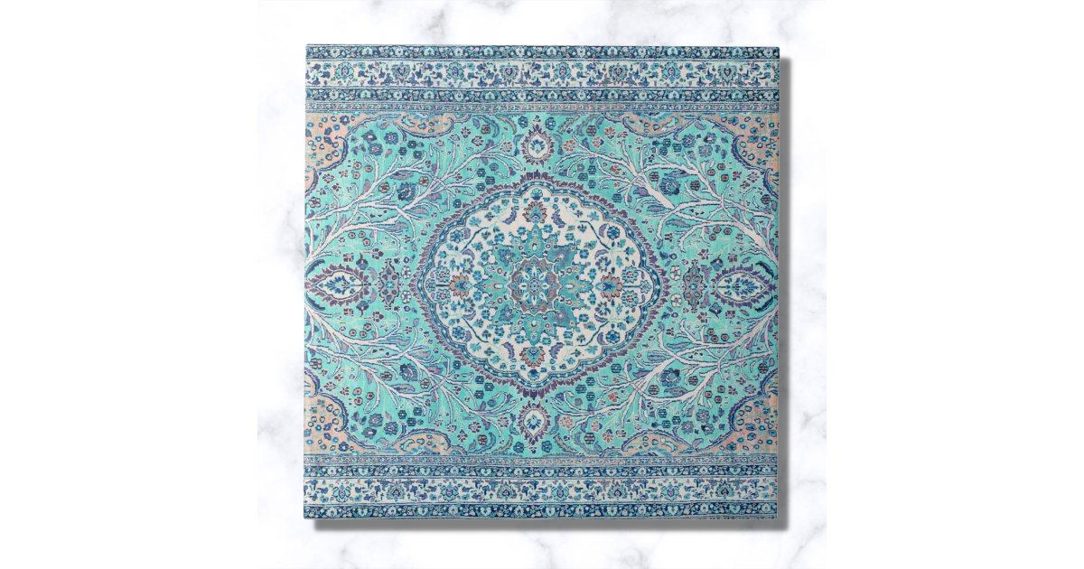 Ceramic Tile Rugs Vintage Blue Rug Pattern Ceramic Tile | Zazzle