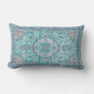 Vintage Blue Rug Pattern Lumbar Pillow