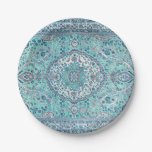 Vintage Blue Rug Pattern Paper Plates