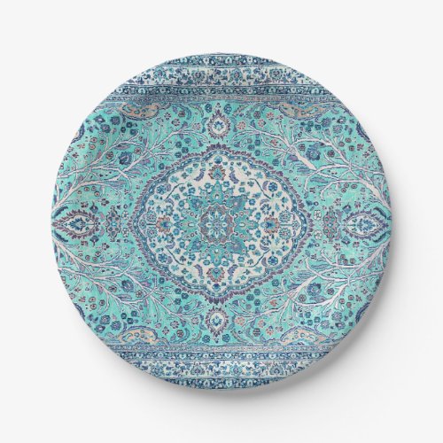 Vintage Blue Rug Pattern Paper Plates