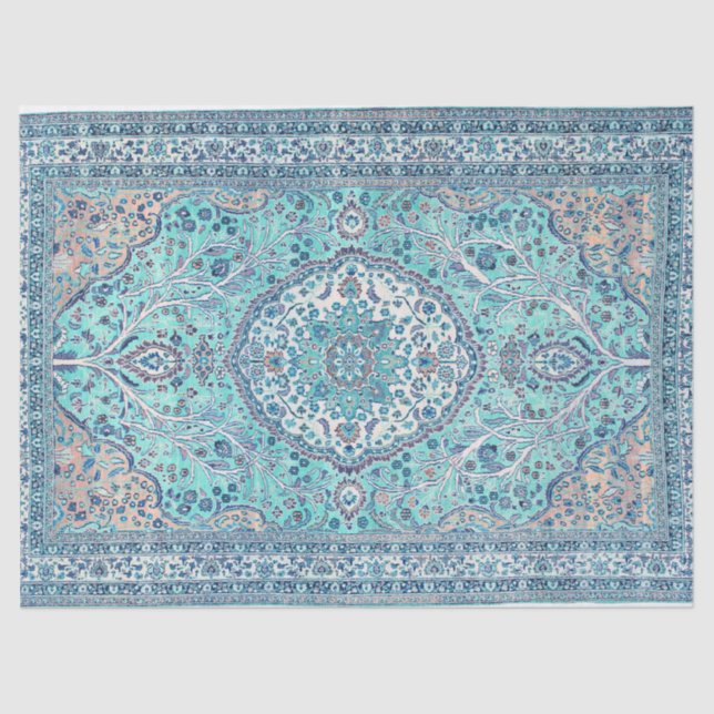 Vintage Blue Rug Pattern Tissue Paper (Front)